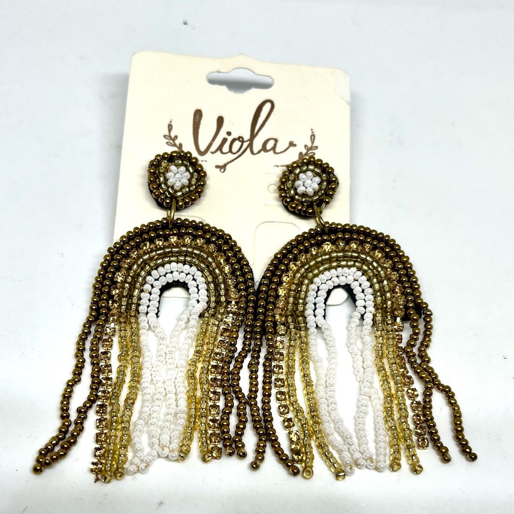 Viola Beaded Dangle Earrings New